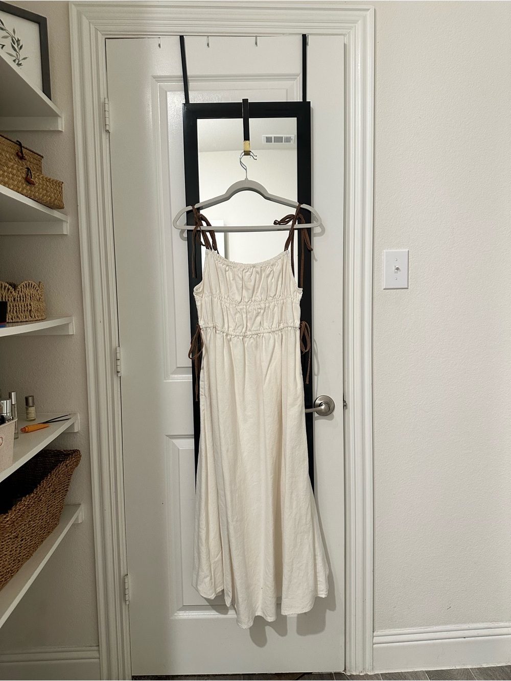Tie-Shoulder Cream Sundress